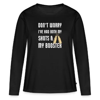 Ne vous inquiétez pas, j’ai eu mes deux injections et mon rappel - T-shirt manches longues Premium bio Femme - noir - Devant - Julia (174cm)