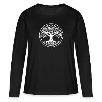 Mystischer Yggdrasil - Das Glückssymbol der nordis - Frauen Premium Bio Langarmshirt - Schwarz - Vorne - Julia (174cm)
