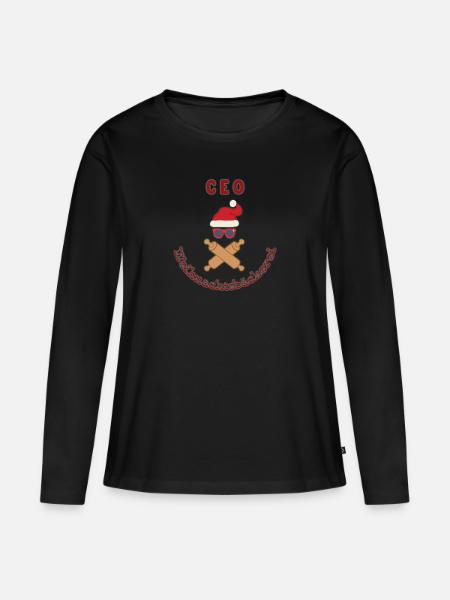 CEO der Weihnachtsbäckerei - Frauen Premium Bio Langarmshirt - Schwarz