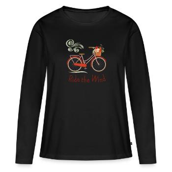Fahrradtour Wind - Frauen Premium Bio Langarmshirt - Schwarz - Vorne - Julia (174cm)
