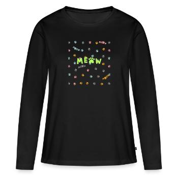 Meow color paws pattern - Women's Premium Organic Long Sleeve Shirt - black - Front - Julia (174cm)