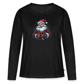 Le Père Noël vous souhaite un joyeux Noël - T-shirt manches longues Premium bio Femme - noir - Devant - Julia (174cm)