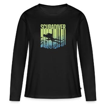 Scuba Diver Underwater Exploration Shark Diving - Frauen Premium Bio Langarmshirt - Schwarz - Vorne - Julia (174cm)