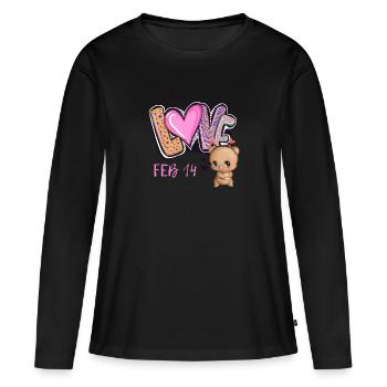La Saint-Valentin pour une fille - T-shirt manches longues Premium bio Femme - noir - Devant - Julia (174cm)
