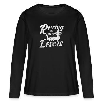 L’aviron, c’est pour les perdants - T-shirt manches longues Premium bio Femme - noir - Devant - Julia (174cm)