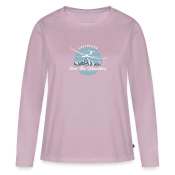 OVER THE MOUNTAINS - Women's Premium Organic Long Sleeve Shirt - dusky pink - Front - Julia (174cm)