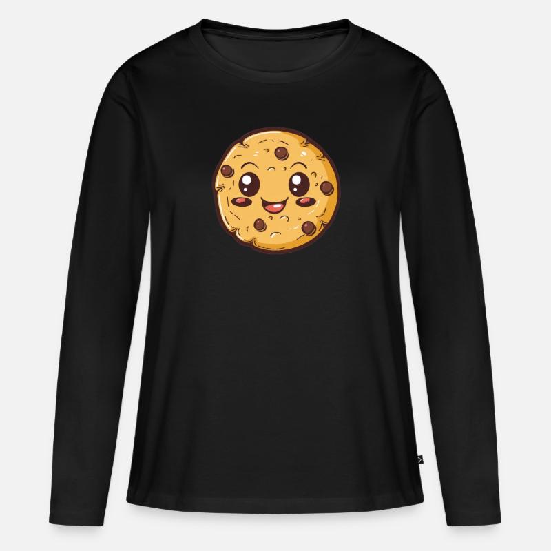 Lustiger Keks Comic - Frauen Premium Bio Langarmshirt - Schwarz