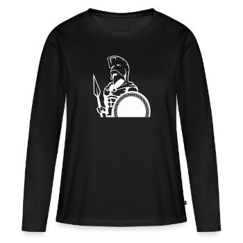 sparta warrior - Frauen Premium Bio Langarmshirt - Schwarz - Vorne - Julia (174cm)