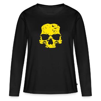 Crâne jaune - T-shirt manches longues Premium bio Femme - noir - Devant - Julia (174cm)