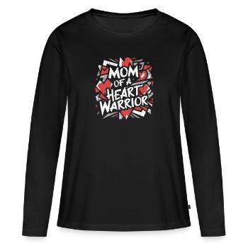 Stolze Mama eines Herz-Kämpfers - Frauen Premium Bio Langarmshirt - Schwarz - Vorne - Julia (174cm)