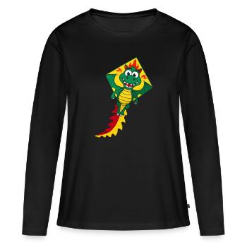 Cute Flying Kite - Women's Premium Organic Long Sleeve Shirt - black - Front - Julia (174cm)
