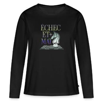 Echec et Mat - T-shirt manches longues Premium bio Femme - noir - Devant - Julia (174cm)