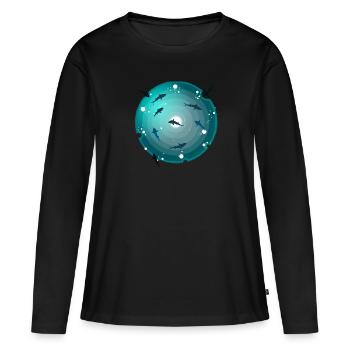 Sous-marin essaim de danger pour les plongeurs - T-shirt manches longues Premium bio Femme - noir - Devant - Julia (174cm)