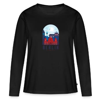 Skyline de Berlin avec Reichstag et tour de télévision - T-shirt manches longues Premium bio Femme - noir - Devant - Julia (174cm)