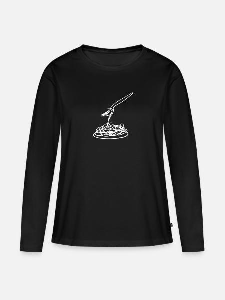 Spaghetti essen - Frauen Premium Bio Langarmshirt - Schwarz