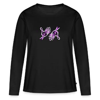 mains violettes - T-shirt manches longues Premium bio Femme - noir - Devant - Julia (174cm)