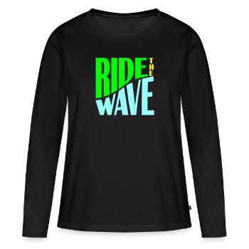 Montez sur le traceur Wave - T-shirt manches longues Premium bio Femme - noir - Devant - Julia (174cm)
