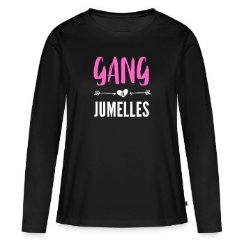 gang de jumelles - T-shirt manches longues Premium bio Femme - noir - Devant - Julia (174cm)
