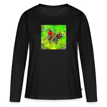 schmetterling - Frauen Premium Bio Langarmshirt - Schwarz - Vorne - Julia (174cm)