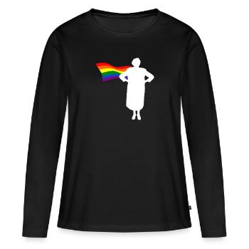 LGBT Flag Superheroine Grandma Lesbian Lesbian CSD - Women's Premium Organic Long Sleeve Shirt - black - Front - Julia (174cm)