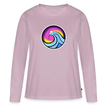 Wave Logo - T-shirt manches longues Premium bio Femme - rose poudré - Devant - Julia (174cm)