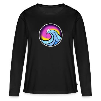 Wave Logo - T-shirt manches longues Premium bio Femme - noir - Devant - Julia (174cm)