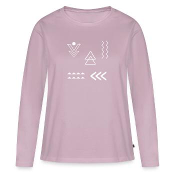 Rune Symbole Cadeau Ornement Ethnique Art - T-shirt manches longues Premium bio Femme - rose poudré - Devant - Julia (174cm)