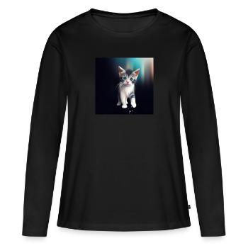Chat mignon - T-shirt manches longues Premium bio Femme - noir - Devant - Julia (174cm)