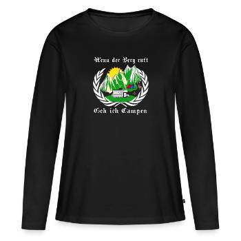 Wenn der berg ruft geh ich campen mit meinem Shirt - Frauen Premium Bio Langarmshirt - Schwarz - Vorne - Julia (174cm)