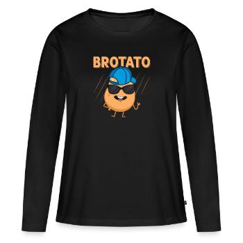 Brotato Potato Vegetable - Frauen Premium Bio Langarmshirt - Schwarz - Vorne - Julia (174cm)