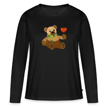 Teddybär - Frauen Premium Bio Langarmshirt - Schwarz - Vorne - Julia (174cm)