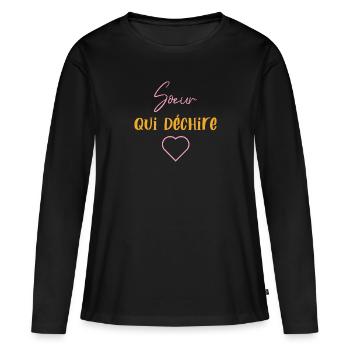 soeur Qui Déchire - T-shirt manches longues Premium bio Femme - noir - Devant - Julia (174cm)