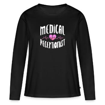 Employé du centre médical - Réception médicale amusante - T-shirt manches longues Premium bio Femme - noir - Devant - Julia (174cm)