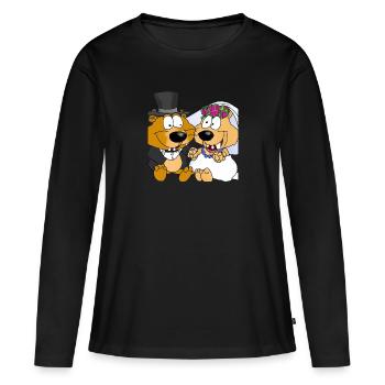 Mariage d’animaux - T-shirt manches longues Premium bio Femme - noir - Devant - Julia (174cm)