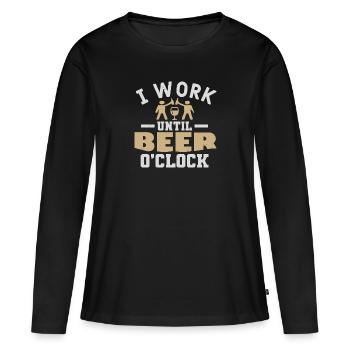 ICH ARBEITE BIS ZUM BIER O CLOCK - Frauen Premium Bio Langarmshirt - Schwarz - Vorne - Julia (174cm)