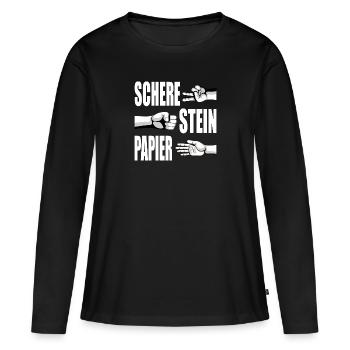 Schere Stein Papier Schnick Schnack Schnuck - Frauen Premium Bio Langarmshirt - Schwarz - Vorne - Julia (174cm)
