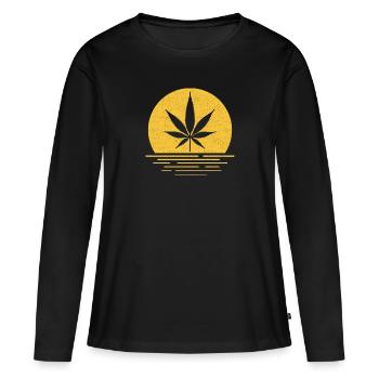 Hanfblatt - Frauen Premium Bio Langarmshirt - Schwarz - Vorne - Julia (174cm)