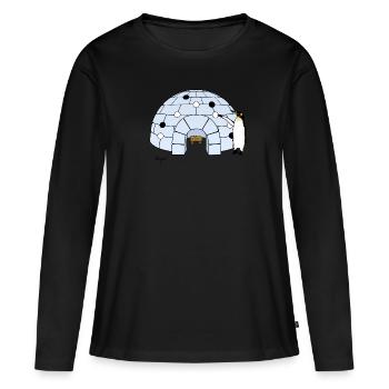 Iglo Go - T-shirt manches longues Premium bio Femme - noir - Devant - Julia (174cm)