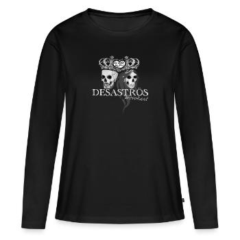 𝔻𝔼𝕊𝔸𝕊𝕋ℝÖ𝕊 𝖕𝖗𝖔𝖛𝖔𝖐𝖆𝖓𝖙 𝖜𝖍𝖎𝖙𝖊 - Frauen Premium Bio Langarmshirt - Schwarz - Vorne - Julia (174cm)