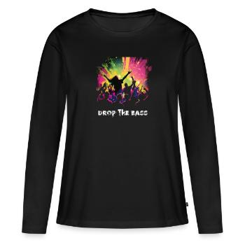 Drop the bass - T-shirt manches longues Premium bio Femme - noir - Devant - Julia (174cm)