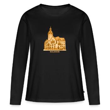 Waldheim Rathaus - Frauen Premium Bio Langarmshirt - Schwarz - Vorne - Julia (174cm)