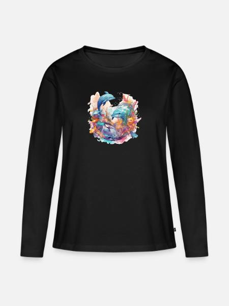 Delphine - Frauen Premium Bio Langarmshirt - Schwarz
