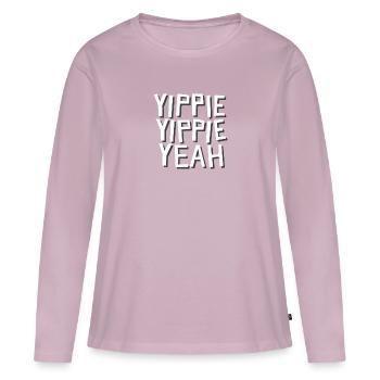 Yippie Yippie Yeah - Die 2000er-Party - Frauen Premium Bio Langarmshirt - Altrosa - Vorne - Julia (174cm)
