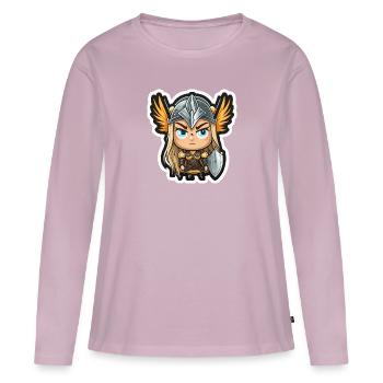 Ingrid, die Beschützerin: Cartoon-Walküre Ingrid - Frauen Premium Bio Langarmshirt - Altrosa - Vorne - Julia (174cm)