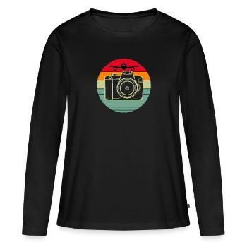 Aviation spotter and plane photographer design - Women's Premium Organic Long Sleeve Shirt - black - Front - Julia (174cm)