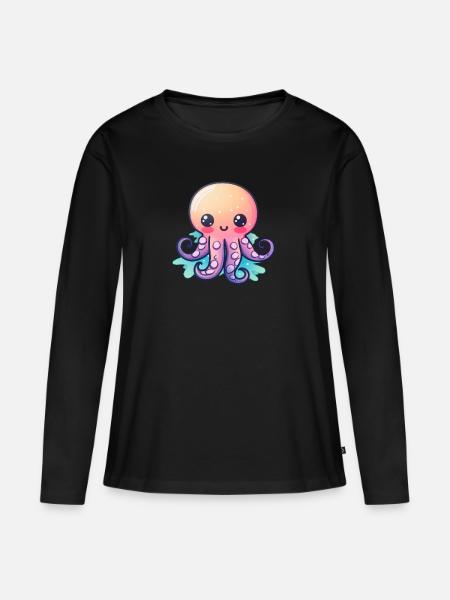 Baby Octopus Kraken - Frauen Premium Bio Langarmshirt - Schwarz