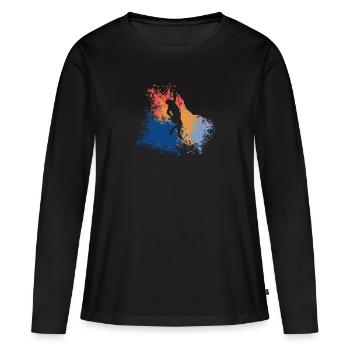 Felsklettern Retro Berg Berge - Frauen Premium Bio Langarmshirt - Schwarz - Vorne - Julia (174cm)