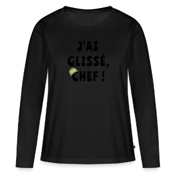 J’ai glissé chef - T-shirt manches longues Premium bio Femme - noir - Devant - Julia (174cm)