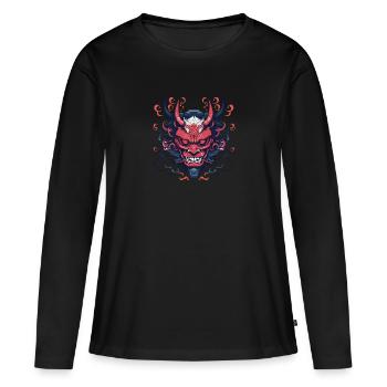 Démon oni - T-shirt manches longues Premium bio Femme - noir - Devant - Julia (174cm)