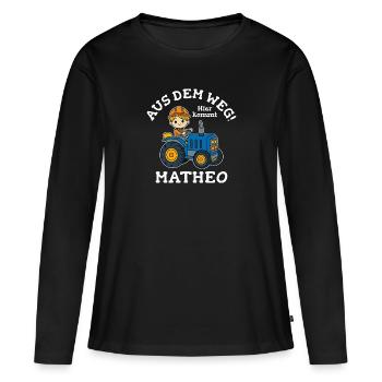 Matheo Vorname Traktor - Frauen Premium Bio Langarmshirt - Schwarz - Vorne - Julia (174cm)